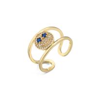 Messing Manchet Finger Ring, gold plated, Verstelbare & micro pave zirconia & voor vrouw & hol, meer kleuren voor de keuze, 18mm, Verkocht door PC