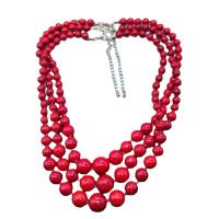 Turquoise Sweater Chain Necklace with Zinc Alloy multilayer & for woman red Sold By PC