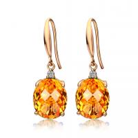 Brass Drop Earring with Citrine brass earring hook micro pave cubic zirconia & for woman mixed colors 10-60mm Sold By Pair