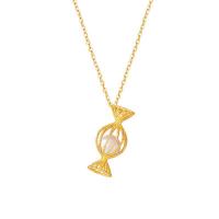 Brass náhrdelník, Mosaz, s Plastové Pearl, Bonbón, zlatý, 7.40x16.20mm, Prodáno By PC