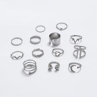 Zinc Alloy Ring Set plated 13 pieces & fashion jewelry & for woman & with rhinestone Sold By Set