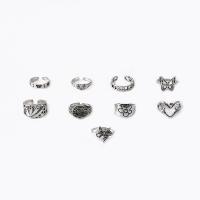 Cink Alloy Ring Set, Cink ötvözet, galvanizált, divat ékszerek & a nő, ezüst, Által értékesített Set