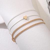 Zinc Alloy Anklet plated 2 pieces & Double Layer & fashion jewelry & for woman golden Length 47.2 cm Sold By Set