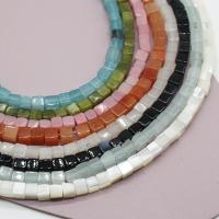 Mixed Gemstone Beads, Natural Stone, Square, Carved, DIY & different materials for choice, more colors for choice, nickel, lead & cadmium free, 4mm, Approx 25PCs/Bag, Sold By Bag