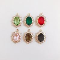 Crystal Pendants with Brass Oval gold color plated Unisex & faceted & with rhinestone Sold By PC