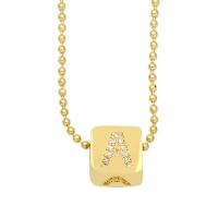 Cubic Zircon Micro Pave Brass Necklace Alphabet Letter gold color plated & micro pave cubic zirconia golden nickel lead & cadmium free Length 16.93 Inch Sold By PC