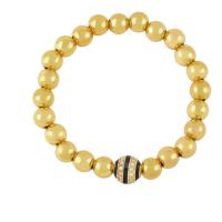 Cubic Zirconia Micro Pave Brass Bracelet Round gold color plated micro pave cubic zirconia & enamel nickel lead & cadmium free Length 7.09 Inch Sold By PC