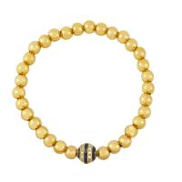 Cubic Zirconia Micro Pave Brass Bracelet, Round, gold color plated, micro pave cubic zirconia & enamel, more colors for choice, nickel, lead & cadmium free, 9x8mm, Length:6.69 Inch, Sold By PC