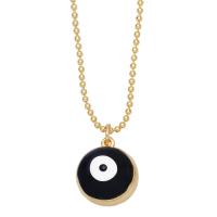 Evil Eye Jewelry Necklace Brass Round gold color plated enamel nickel lead & cadmium free Length 16.93 Inch Sold By PC