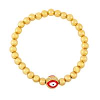 Cubic Zirconia Micro Pave Brass Bracelet, Round, gold color plated, evil eye pattern & different styles for choice & micro pave cubic zirconia & enamel, more colors for choice, nickel, lead & cadmium free, 10x10mm, Length:7.09 Inch, Sold By PC