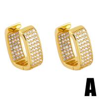Brass Huggie Hoop Earring with Cubic Zirconia gold color plated golden nickel lead & cadmium free  Sold By Pair