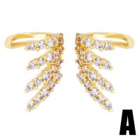 Fashion Earring Cuff and Wraps, Brass, gold color plated, different styles for choice & micro pave cubic zirconia, golden, nickel, lead & cadmium free, 17x13mm,13x17mm, Sold By Pair
