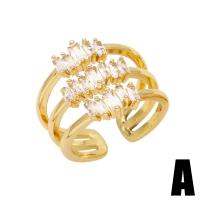 Messing Manchet Finger Ring, gold plated, verschillende stijlen voor de keuze & micro pave zirconia, gouden, nikkel, lood en cadmium vrij, 16mm, Verkocht door PC