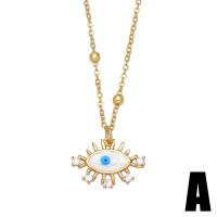 Cubic Zircon Micro Pave Brass Necklace, with Shell, with 1.97 extender chain, gold color plated, evil eye pattern & different styles for choice & micro pave cubic zirconia & enamel, golden, nickel, lead & cadmium free, 26x24mm, Length:16.93 Inch, Sold By PC