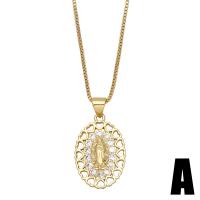 Cubic Zircon Micro Pave Brass Necklace, with 1.97 extender chain, gold color plated, different styles for choice & micro pave cubic zirconia, golden, nickel, lead & cadmium free, 28x15mm, Length:16.93 Inch, Sold By PC