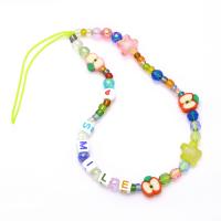 Mobile Phone Lanyard Resin with Polymer Clay handmade random style mixed colors Length 9.84 Inch Sold By PC