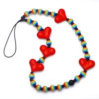 Mobile Phone Lanyard Resin with Acrylic handmade fashion jewelry mixed colors Length 14.17 Inch Sold By PC