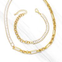 Cubic Zircon Micro Pave Brass Necklace with 1.97 extender chain gold color plated golden nickel lead & cadmium free Length 16.54 Inch Sold By PC