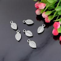 Stainless Steel Pendants, 304 Stainless Steel, Leaf, Vacuum Ion Plating, fashion jewelry & polished & DIY & Unisex, original color, 13x7x2mm, 10PCs/Bag, Sold By Bag