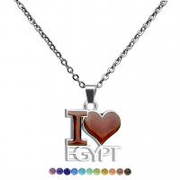 Zinc Alloy Jewelry Necklace 304 Stainless Steel with Zinc Alloy Heart epoxy gel fashion jewelry & Unisex & change their color according to the temperature Length Approx 19.69 Inch Sold By PC
