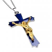 Tibetan Style Jewelry Necklace, 304 Stainless Steel, with Tibetan Style, Crucifix Cross, epoxy gel, fashion jewelry & Unisex & change their color according to the temperature, 63.50x36x10mm, Length:Approx 22.83 Inch, Sold By PC