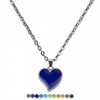 Zinc Alloy Jewelry Necklace 304 Stainless Steel with Zinc Alloy Heart epoxy gel fashion jewelry & for woman & change their color according to the temperature Length Approx 19.69 Inch Sold By PC