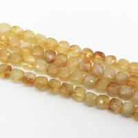 Natürlicher Citrin Perlen, Gelbquarz Perlen, Quadrat, Modeschmuck & DIY & facettierte, 4mm, verkauft per ca. 15.75 ZollInch Strang