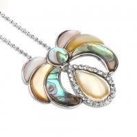 Shell Necklaces, Abalone Shell, with Tibetan Style, platinum color plated, fashion jewelry & for woman & with rhinestone, 31x34x7mm, Length:Approx 17.72 Inch, Sold By PC