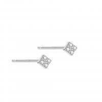 925 Sterling Silver Stud Earring, Square, plated, for woman & with rhinestone, more colors for choice, 2.30mm, Sold By Pair
