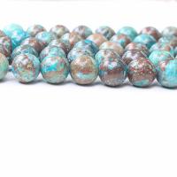 Blue Camo Agate Beads Round polished DIY blue Sold By Strand