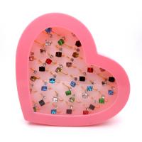 Kristall Fingerring, Zinklegierung, mit Kristall, plattiert, Einstellbar & für Frau & mit Strass, gemischte Farben, 17mm, 36PCs/Box, verkauft von Box