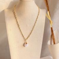 Zinc Alloy Jewelry Necklace with Acrylic plated wave chain & for woman golden Length Approx 45 cm Sold By PC