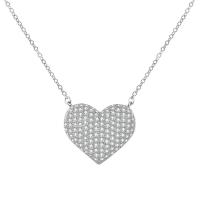 Cubic Zircon Micro Pave Brass Necklace plated micro pave cubic zirconia & for woman silver color Length Approx 45 cm Sold By PC
