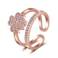 Cubic Zirconia Micro Pave Brass Ring, plated, Adjustable & micro pave cubic zirconia & for woman, rose gold color, 17mm, Sold By PC
