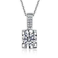 Cubic Zircon Micro Pave Brass Necklace, plated, Adjustable & micro pave cubic zirconia & for woman, silver color, 17.80x7.70mm, Length:Approx 45 cm, Sold By PC