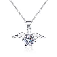 Cubic Zircon Micro Pave Brass Necklace, micro pave cubic zirconia & for woman, silver color, 13.70x23.72mm, Length:Approx 45 cm, Sold By PC