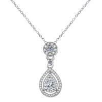 Cubic Zircon Micro Pave Brass Necklace, plated, micro pave cubic zirconia & for woman, silver color, 12.47x29.45mm, Length:Approx 45 cm, Sold By PC