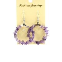 Natural Gemstone Earrings Natural Stone with Brass Donut platinum color plated & for woman 55mm Sold By Pair