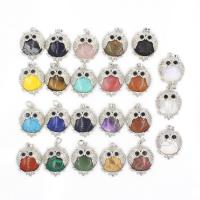 Gemstone Pendants Jewelry Natural Stone with Zinc Alloy Owl platinum color plated & Unisex Sold By PC