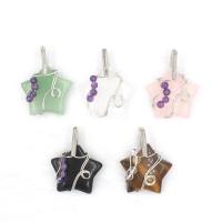 Gemstone Pendants Jewelry Natural Stone with Brass Star platinum color plated & Unisex Sold By PC