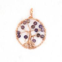 Gemstone Pendants Jewelry Natural Stone with Brass Tree gold color plated & Unisex Sold By PC