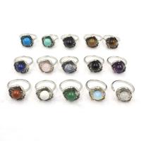 Natural Gemstone Finger Ring Natural Stone with 303 Stainless Steel Donut Adjustable & Unisex Inner Approx 21mm Sold By PC