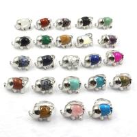 Natural Gemstone Finger Ring, Natural Stone, with 303 Stainless Steel, Elephant, Adjustable & different materials for choice & Unisex, more colors for choice, 28x20mm, Inner Diameter:Approx 21mm, Sold By PC