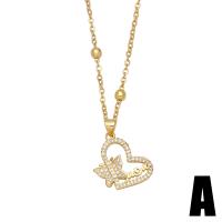 Cubic Zircon Micro Pave Brass Necklace, with 1.97 extender chain, gold color plated, different styles for choice & micro pave cubic zirconia, golden, nickel, lead & cadmium free, 25x20mm, Length:17.32 Inch, Sold By PC