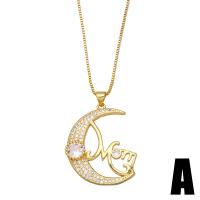Cubic Zircon Micro Pave Brass Necklace, with 1.97 extender chain, gold color plated, different styles for choice & micro pave cubic zirconia, golden, nickel, lead & cadmium free, 37x28mm, Length:16.93 Inch, Sold By PC