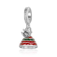 European Style Tibetan Style Dangle Beads, Christmas Tree, silver color plated, DIY & enamel, more colors for choice, nickel, lead & cadmium free, 3x12mm, Hole:Approx 5mm, Sold By PC