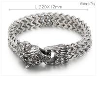 Stainless Steel Jewelry Bracelet, 316L Stainless Steel, fashion jewelry & for man, original color, 12mm, Length:Approx 8.66 Inch, Sold By PC