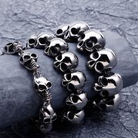 Stainless Steel Jewelry Bracelet, 316L Stainless Steel, Skull, fashion jewelry & different styles for choice & for man, original color, Length:Approx 7.87 Inch, Approx 8.66 Inch, Approx 9.06 Inch, Sold By PC