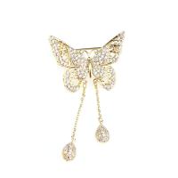 Cubic Zirconia Brooch Brass Butterfly plated micro pave cubic zirconia & for woman & hollow nickel lead & cadmium free Sold By Lot