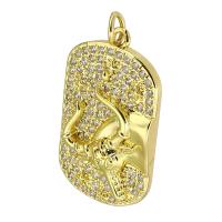 Cubic Zirconia Micro Pave Brass Pendant, gold color plated, micro pave cubic zirconia, 13x23x3mm, Hole:Approx 2mm, Sold By PC